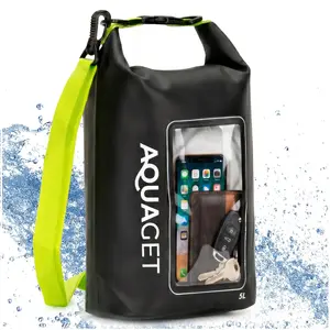 Springos AQ0019 Waterproof Dry Bag with Shoulder Strap Black PVC Roll-Top Closure