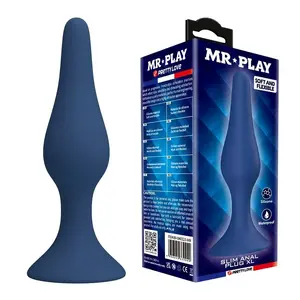 MR PLAY Tapered Silicone Anal Plug XL Blue waterproof ergonomic design with wide base