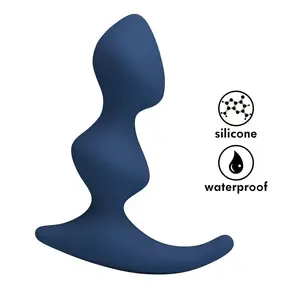 MR PLAY Ergonomic Blue Anal Plug made of soft flexible silicone with a curved design and safe wide base for comfortable stimulation