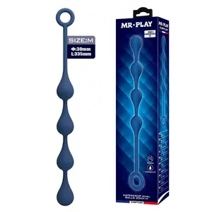 MR PLAY Silicone Anal Beads Size M 33 cm Blue Waterproof Soft Flexible