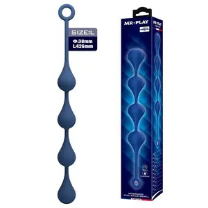 MR PLAY Silicone Anal Beads Size L 42.6 cm Blue Waterproof
