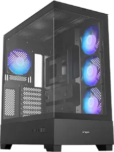 FSP/Fortron M370-BA Midi Tower PC Case without Power Supply with USB 3.0 and Type-C Ports in Black