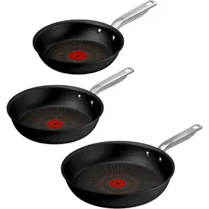 Tefal Experience G33491 Alumīnija Pannu Komplekts 3 Daļas Melns 28cm 24cm 20cm Indukcijai