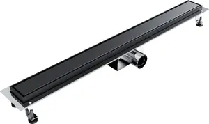SpiroFlex Aqua Steel LA Black 700 Linear Shower Drain with Smooth BGM Grate