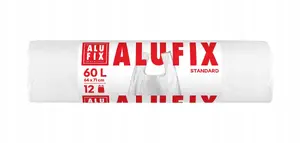 Alufix Waste Bags with Drawstring Handles HDPE 60L 12 pcs White