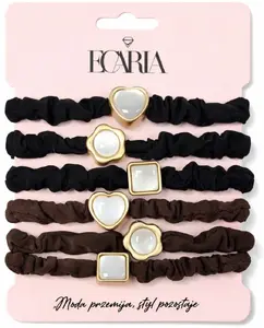 eCarla Hair Elastic Set 6 in 1 Black and Brown with Mother-of-Pearl GUM187