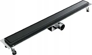 SpiroFlex Aqua Steel LA Black linear shower drain 800 mm with smooth BGM grate