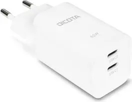 DICOTA D32184 65W GaN Charger with 2x USB-C ports in white