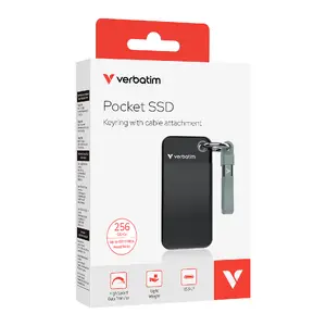 VERBATIM Pocket External SSD 256GB USB 3.2 Type-C Black and Grey
