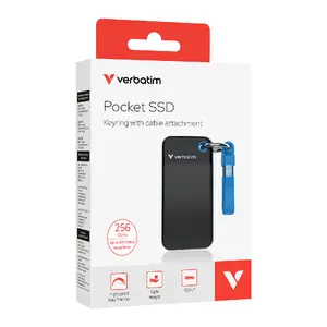 VERBATIM Pocket 256GB External Solid State Drive USB 3.2 Type-C Black and Blue