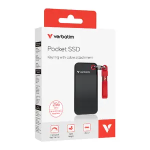 VERBATIM Pocket External Solid State Drive 256GB USB 3.2 Type-C Black and Red