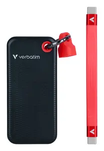 Verbatim Pocket 256GB External Solid State Drive USB 3.2 Gen 2 Type-C Black and Red