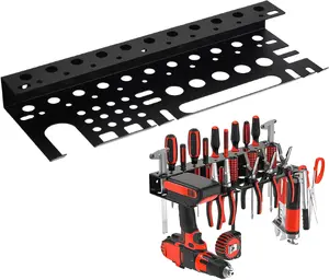 Maclean MC-141 Wall-Mounted Tool Organizer and Shelf, Black, Max Load 30 kg