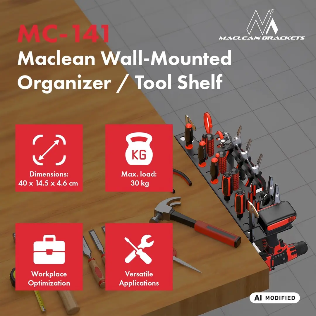 Maclean MC-141 Wall Tool Organizer and Shelf Photo 2