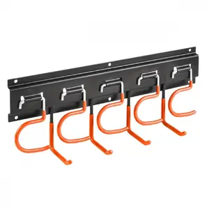 Steel Garden Tool Wall Organizer Maclean MC-193 with Hooks, 40cm Width, Max Load 30kg