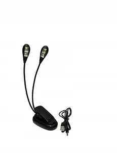 Двойная светодиодная лампа для чтения Bounn JBL088 с прищепкой USB черная