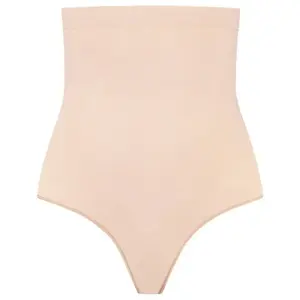 Bye Bra Soft Touch Seamless High Waist Thong Bēša Izmērs XL - Modelējoša apakšveļa ar augstu jostasvietu un vēdera korekciju