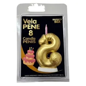 Diablo Picante Diablo Picante - Penis Candle in the Shape of the Number 8 Gold Color Золотая эротическая восковая свеча