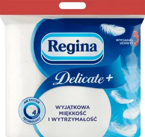 Туалетная бумага Regina Delicate+ 4-слойная 12.5м 100 листов 9 рулонов белая