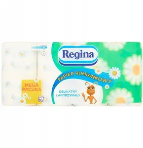 Regina tualetes papīrs ar kumelīšu aromātu, 3-slāņu, 18m, 150 loksnes, 16 ruļļi, balts