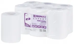 Staples DONAU EXPERT Mini Cellulose Paper Hand Towel Roll 2-Ply 200 Sheets White Pack of 6