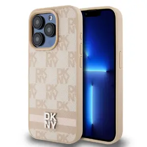 Чехол DKNY PU Leather Checkered Pattern and Stripe Case для iPhone 13 Pro Pink