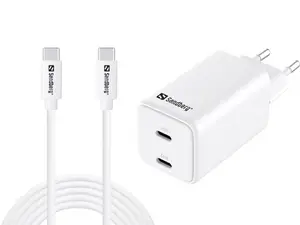 Sandberg AC Charger USB-C PD65W EU 3M Power Adapter with Type-C Connector and 3 Meter Cable
