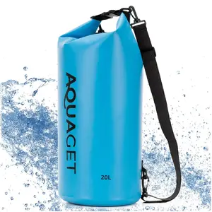 Waterproof Dry Bag Backpack Aquaget AQ0023 20L IPX6 Blue PVC and Polyester with 2 Shoulder Straps and Roll-Top Closure