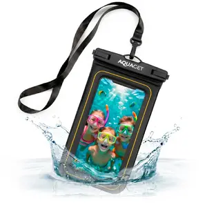 Floating Waterproof Phone Pouch Springos AQ0029 IPX8 Transparent Black with Armband and Lanyard