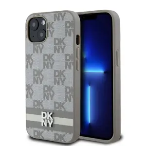 Чехол для iPhone 13 DKNY из искусственной кожи в клетку и с полоской бежевый