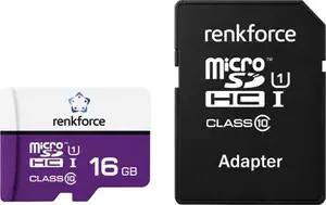 Карта памяти Renkforce RF-7577908 microSD 16 ГБ Class 10 UHS-I с SD-адаптером