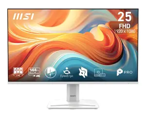 MSI PRO MP251W E14A biroja monitors ar 144Hz atsvaidzes intensitāti un baltu dizainu