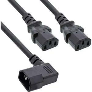 InLine 16633A Силовой кабель IEC C14 угловой на 2x IEC C13 Y-разветвитель сетевой шнур 1.8м