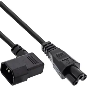 InLine Mains Cable C14 Female Angled to C5 Male Black 2m H05VV-F 3G 1 Power Cord