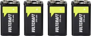 Voltcraft 9V bloka akumulators NiMH 270 mAh 8.4V Ready to Use 4 gab.