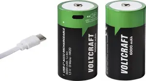 Voltcraft Mono D uzlādējams akumulators Li-Ion 6000 mAh 1.5 V 2 gab. VC-17275580