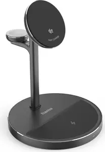 HAMA 00201757 Wireless Qi2 Charger 3-in-1 Charging Station Inductive Fast Charging 15 W