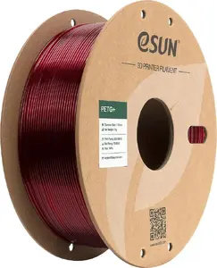 3D филамент eSun PETG+ 1.75 мм полупрозрачный красный 1 кг на бумажной катушке