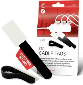 Label the Cable LTC 2610-10 Atkārtoti lietojamas kabeļu savilces ar marķēšanas laukumu, melnas, 10 gabalu komplekts