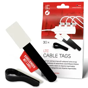 Label the Cable LTC 2610-30 Atkārtoti lietojamas kabeļu saites ar uzlīmēm melnas 30 gabalu komplekts