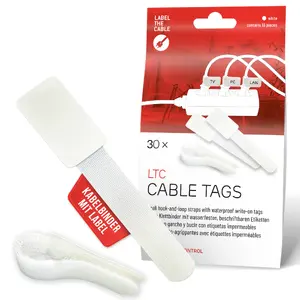 Label the Cable LTC 2620-30 Atkārtoti lietojamu kabeļu savilcēju komplekts ar etiķetēm balts 30 gabali