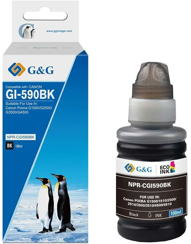 G&G Melnās tintes uzpildes kasetne Canon
