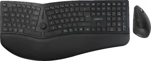 Perixx PERIDUO-614 DE Wireless Ergonomic Keyboard and Mouse Set German Layout Black