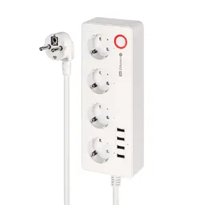 Kruger&Matz Connect P6 Tuya viedais strāvas pagarinātājs ar 4 vācu tipa kontaktligzdām un 4 USB pieslēgvietām 2100 mA
