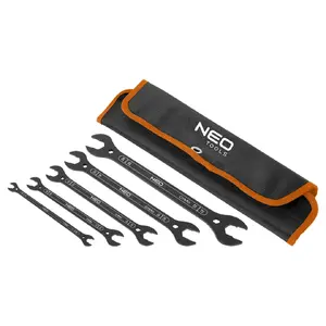 NEO tools 09-270 Двусторонние плоские сверхтонкие ключи 4 в 1 от 6 до 27 мм 20 размеров комплект 5 шт