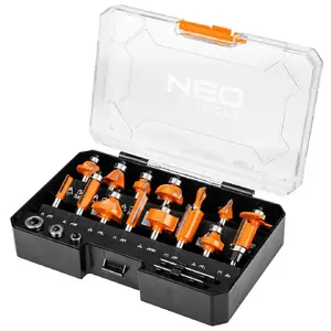 Carbide Router Bit Set NEO tools 56-241 with 8 mm Shank 15 Pieces