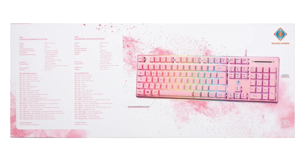 Deltaco Gaming PK75 Keyboard RGB Pink Photo 6
