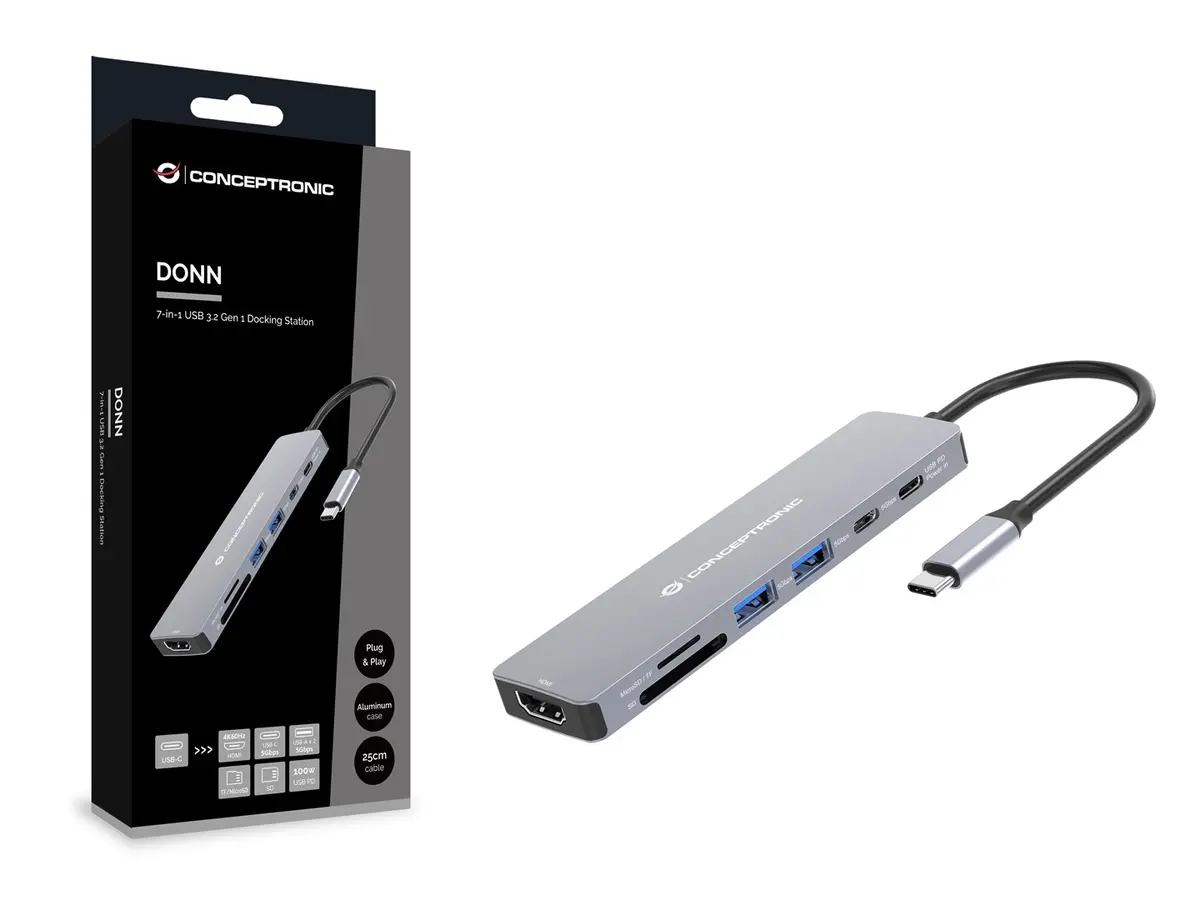 Док-станция Conceptronic 7-в-1 USB-C серая Photo 5
