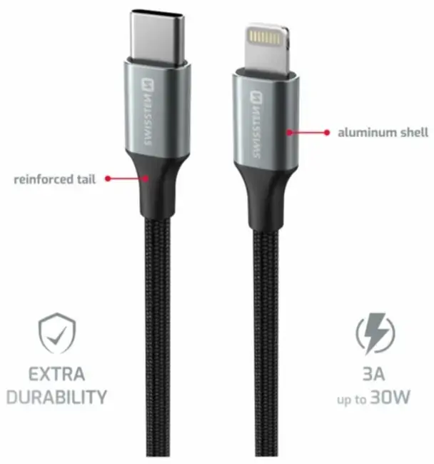 Кабель SWISSTEN Textile II USB-C на Lightning Photo 3