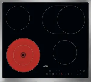 AEG TN64RA06XB Built-in Ceramic Hob, 60 cm, 4 Cooking Zones, Touch Control, Black